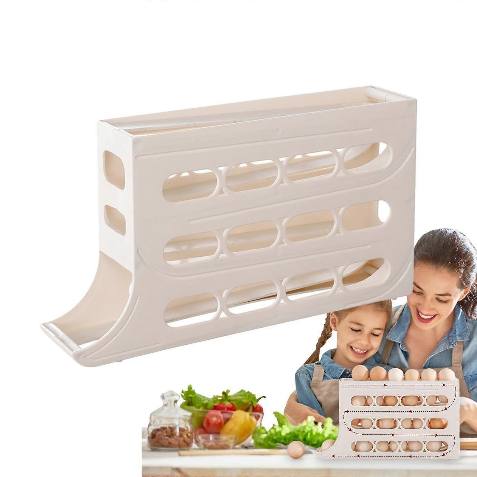 Rolling Egg Organizer Egg Storage Box For Kitchen & Fridge Side Door Convenient Egg Tray Holder Space Saving Design Bakeware Set Kitchen Tools Set