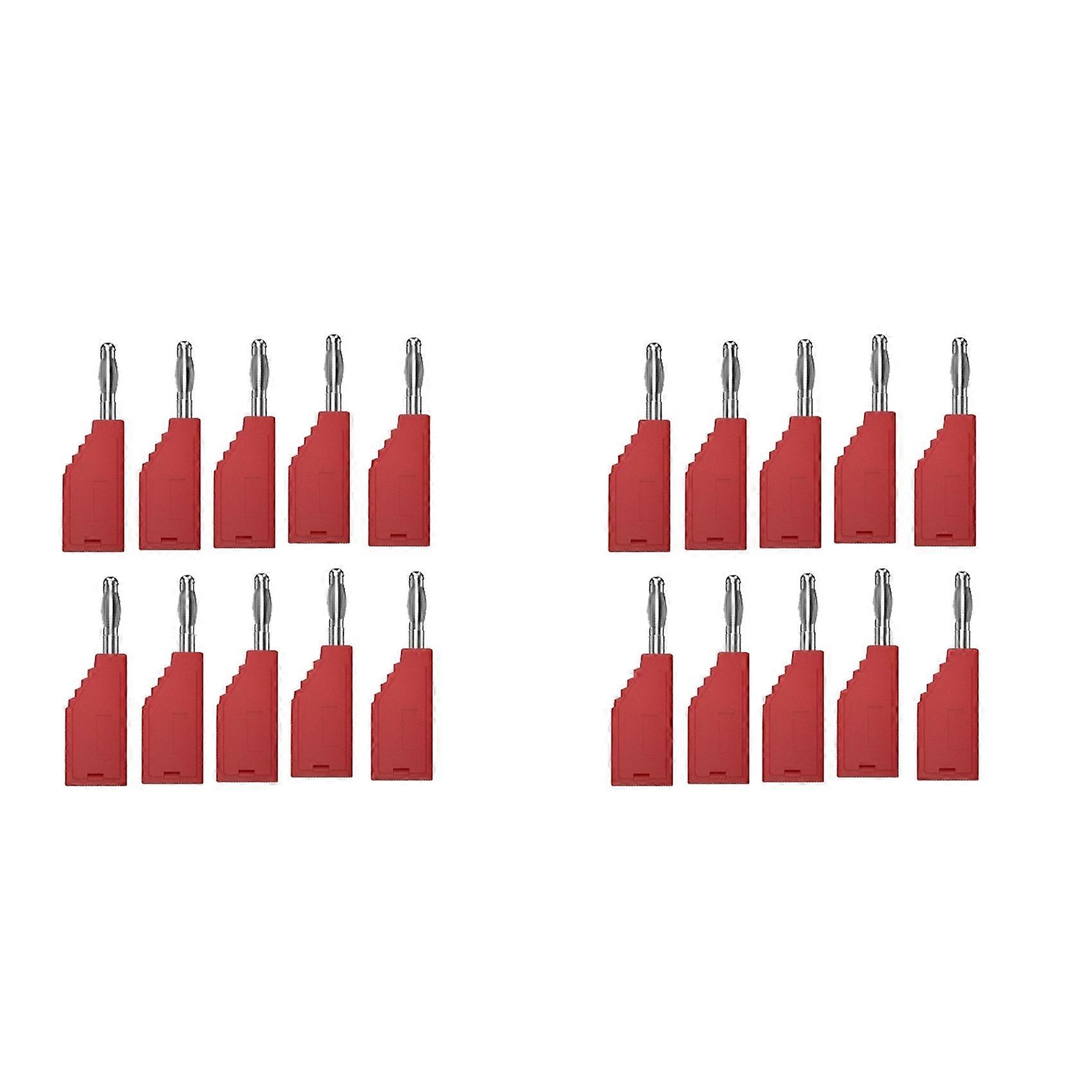 20pcs Connector Plug J.10054 4mm Stackable Plug Banana Plug Face Connector Wire Multi-Function Plugs,Red