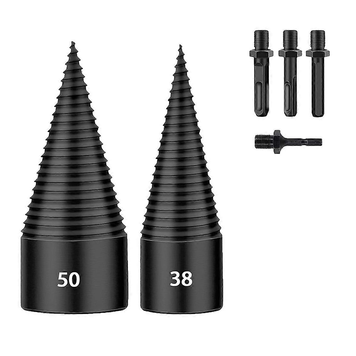 6 PCS Firewood Log Splitter, 38mm+50mm Log Splitter Drill Bits,