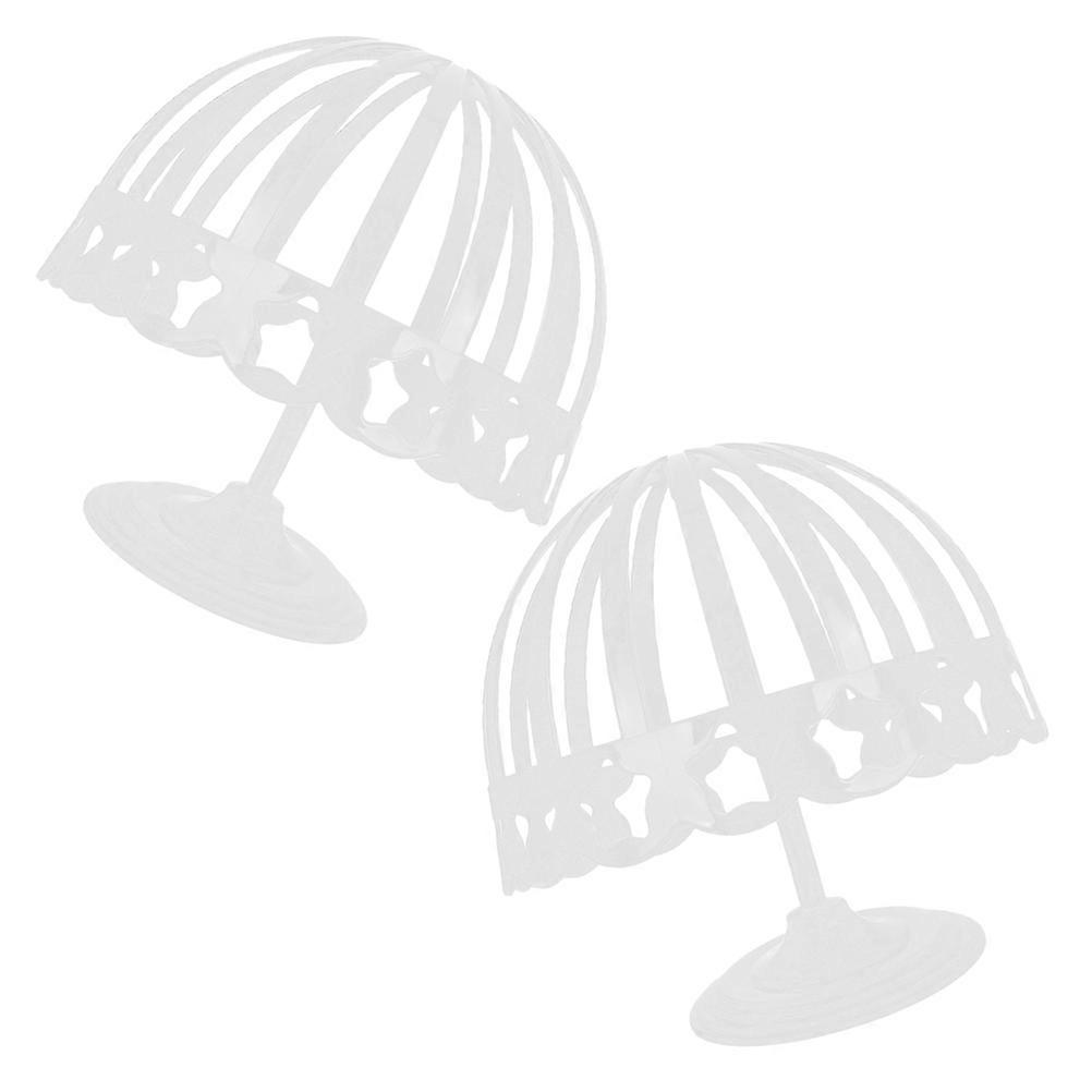 Plastic Hat Rack Display Stand for Caps 2Pcs with Elastic Support White