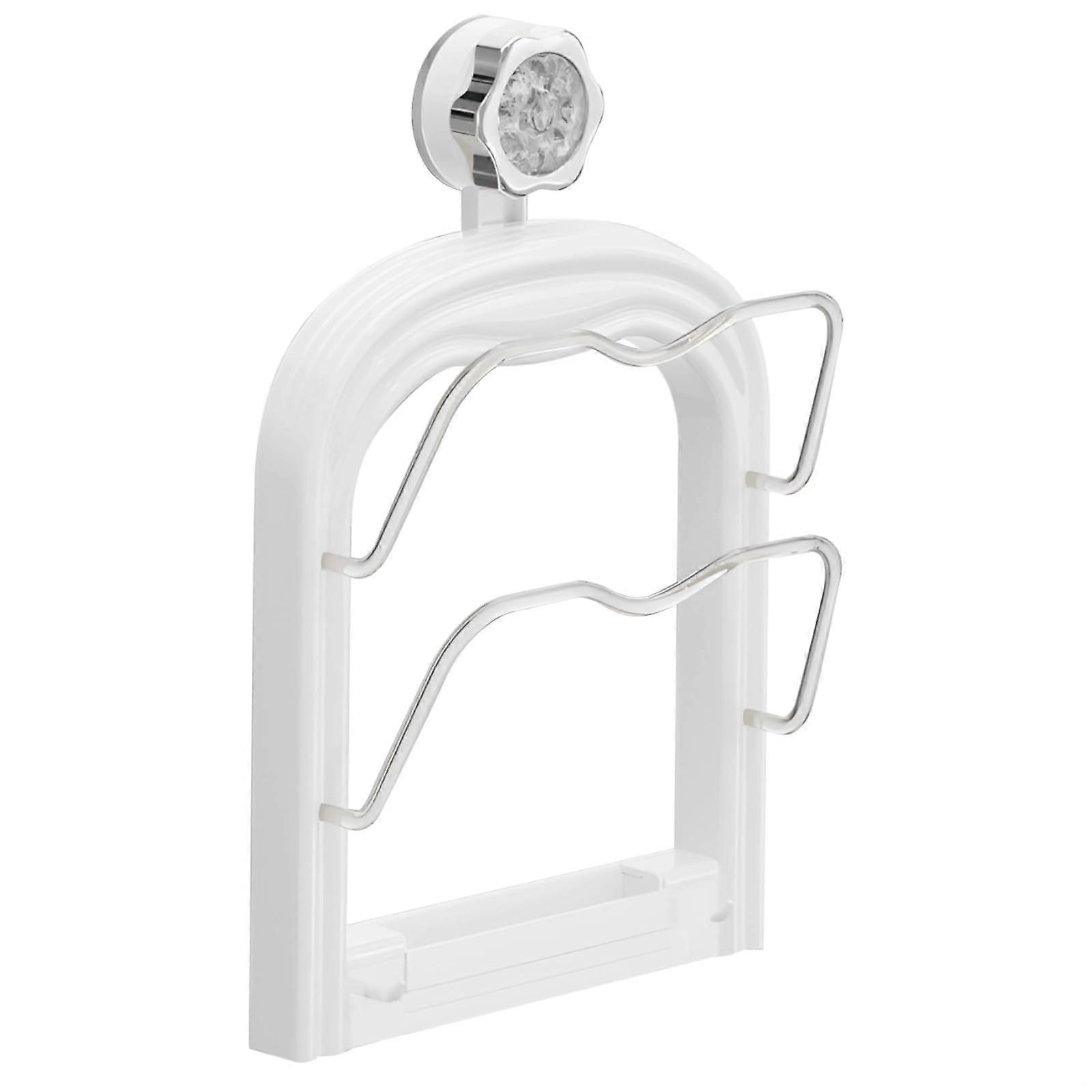 Wall Mounted Pot Rack with Suction Cup Lid Organizer, Adjustable SpaceSaving Design in Cream
