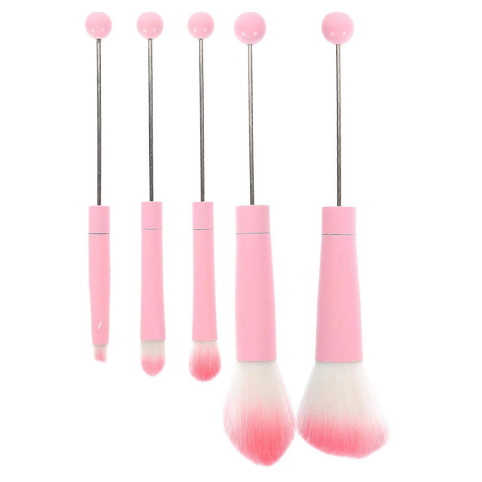 5 Pcs Makeup Brush Set with Detachable Bead Design Soft Bristles for Foundation Blush Contouring