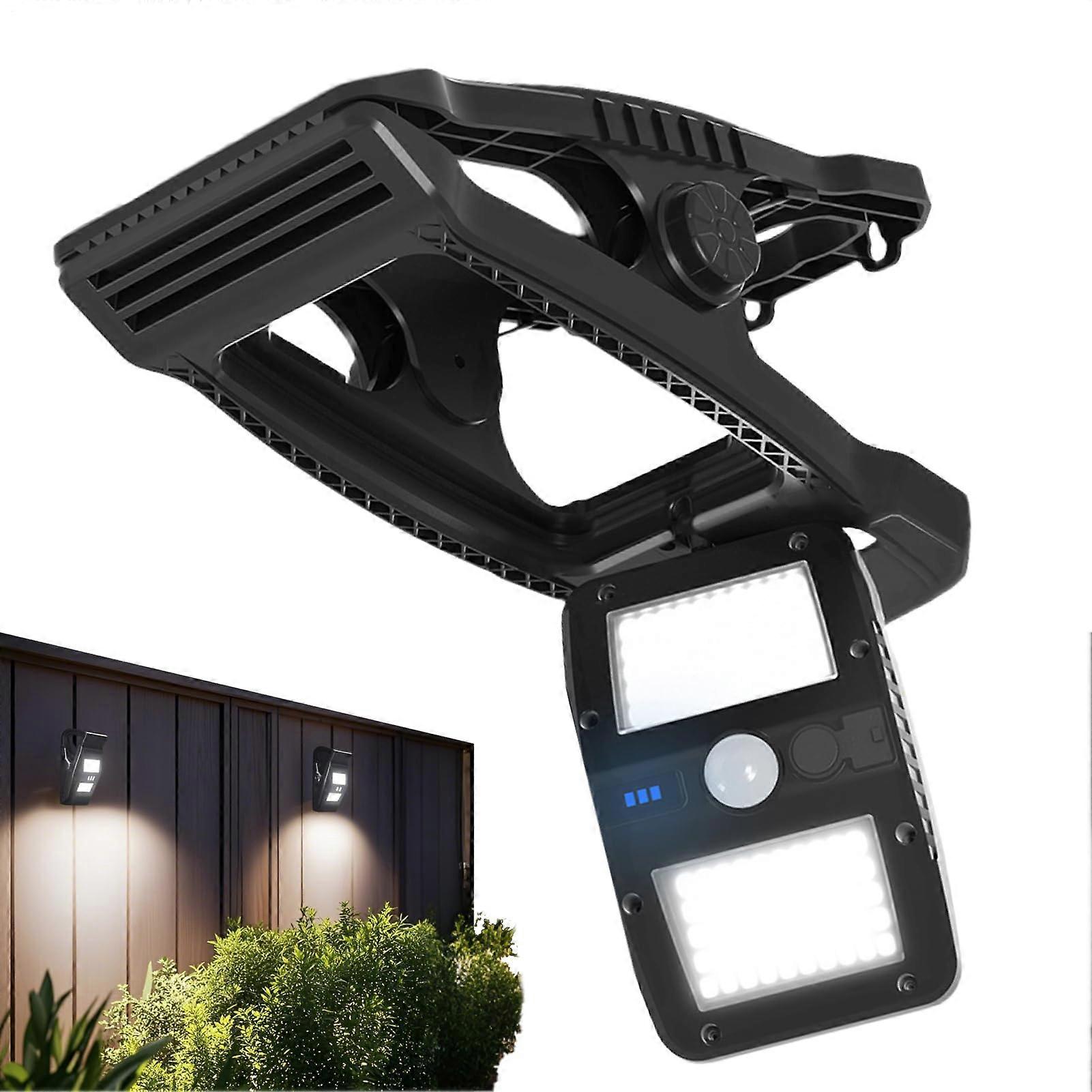 Motion Sensor Outdoor Lights Solar IP66 Waterproof Solar Fence Light 360 Degree Rotating Clip Lamp for Poolside Walkway