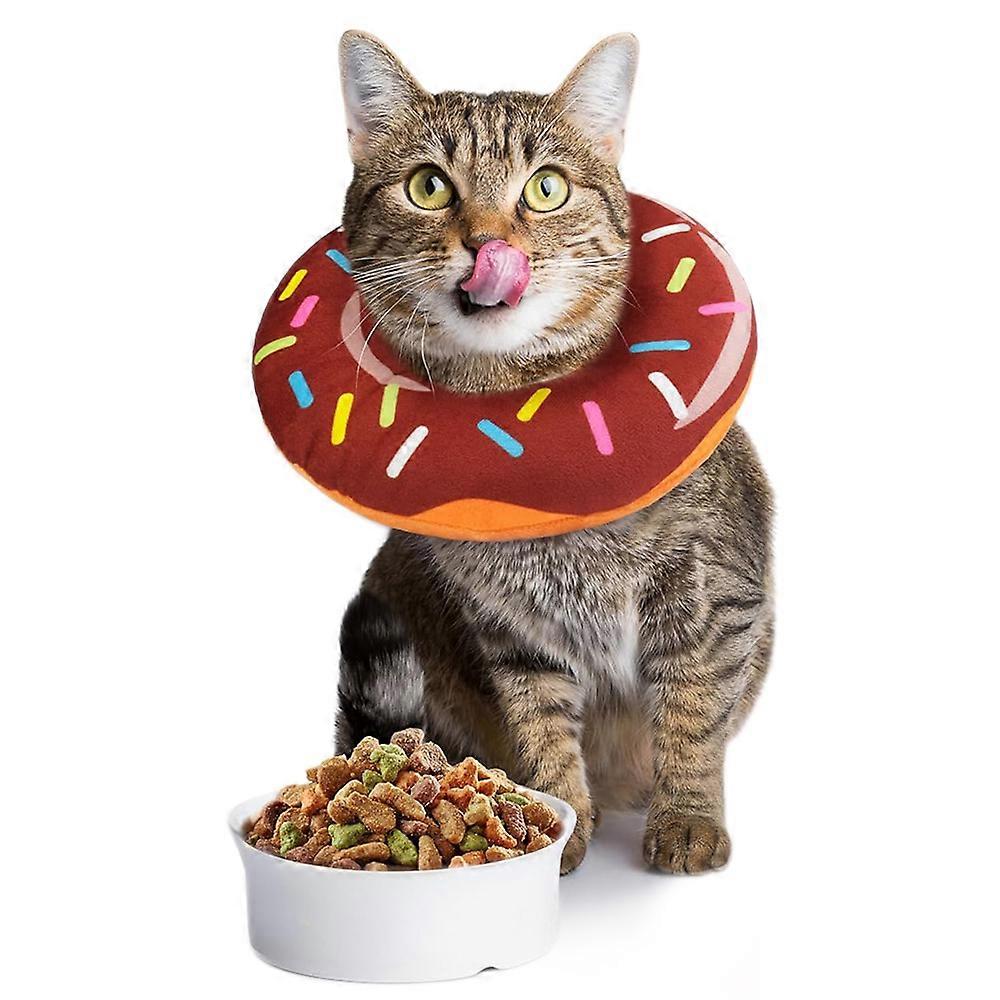 Cat Cone Soft Collar Adjustable Kitten Recovery Cones Cat Donut Collar -Brown