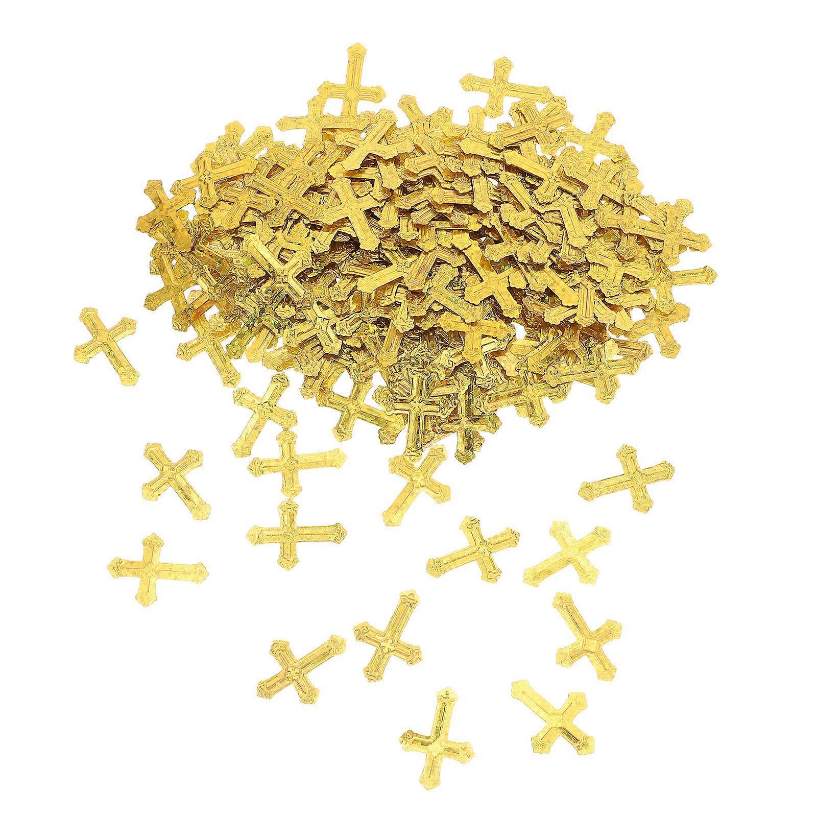 Golden Cross Table Confetti Plastic Decoration for Baptism 2Packs