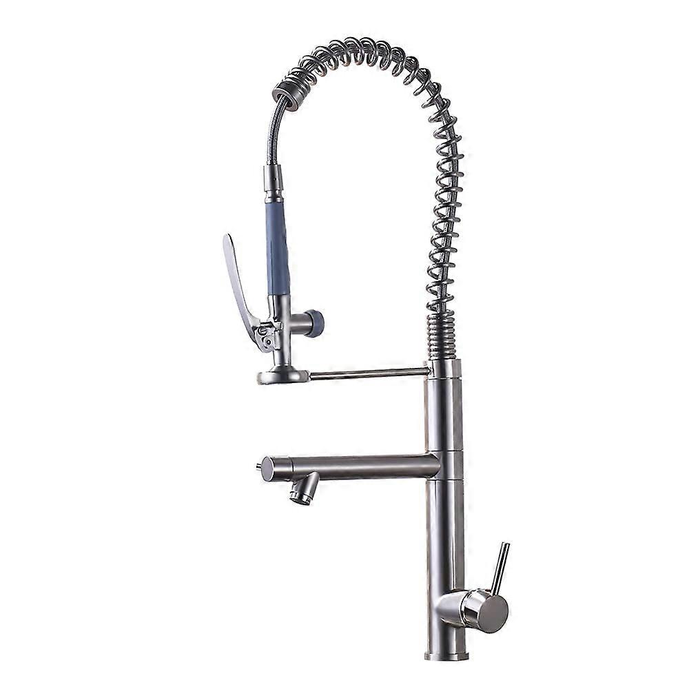Black Bronze Spring Kitchen Faucet with 360° Rotation, Commercial Mixer Tap, Single Handle Design