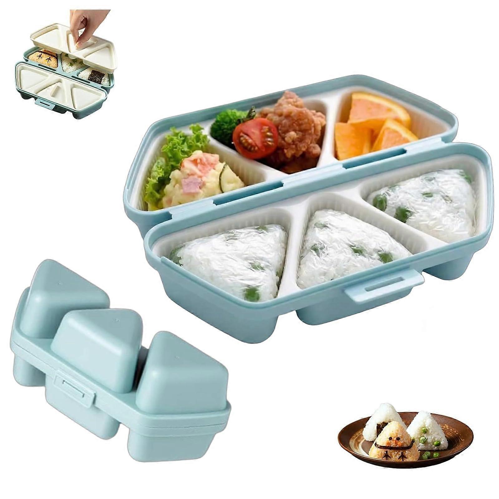 6 in 1 Onigiri Mold Sushi Rice Ball Maker, Nonstick Triangle Design, Easy Release, Blue