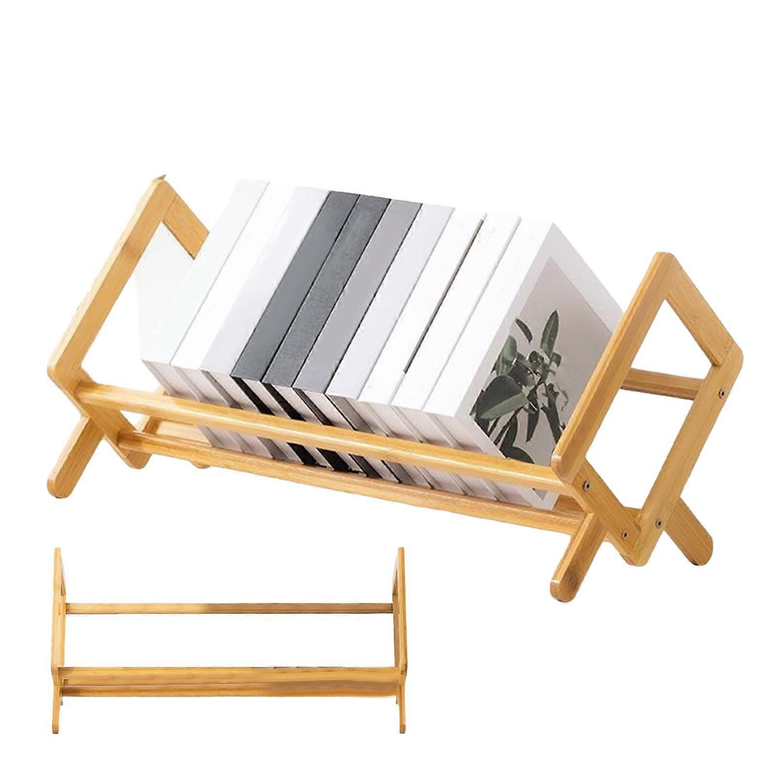 Desktop Bookshelf Organizer, Small Wooden TwoTier Tabletop Bookcase for Office and Home, Tool Assembly