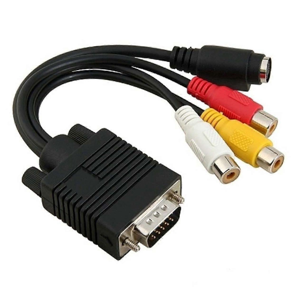 VGA to 3 Converter Adapter For Projector And HDTV SVGA To S Video Audio 1080P Output Home Theater Gaming