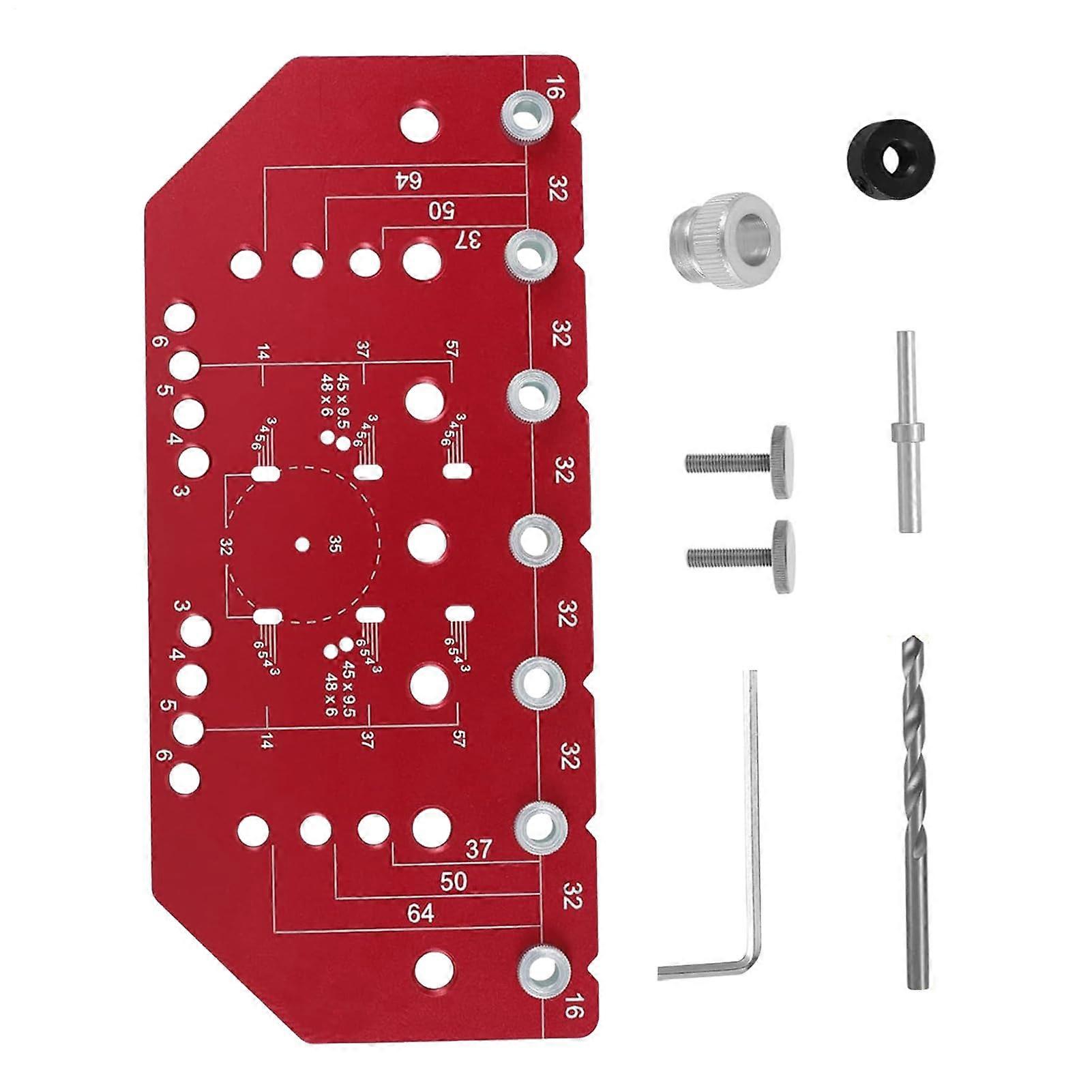 Precision Aluminum Cabinet Hardware Jig with Quick Edge Adjustments and Drawer Handle Drill Guide
