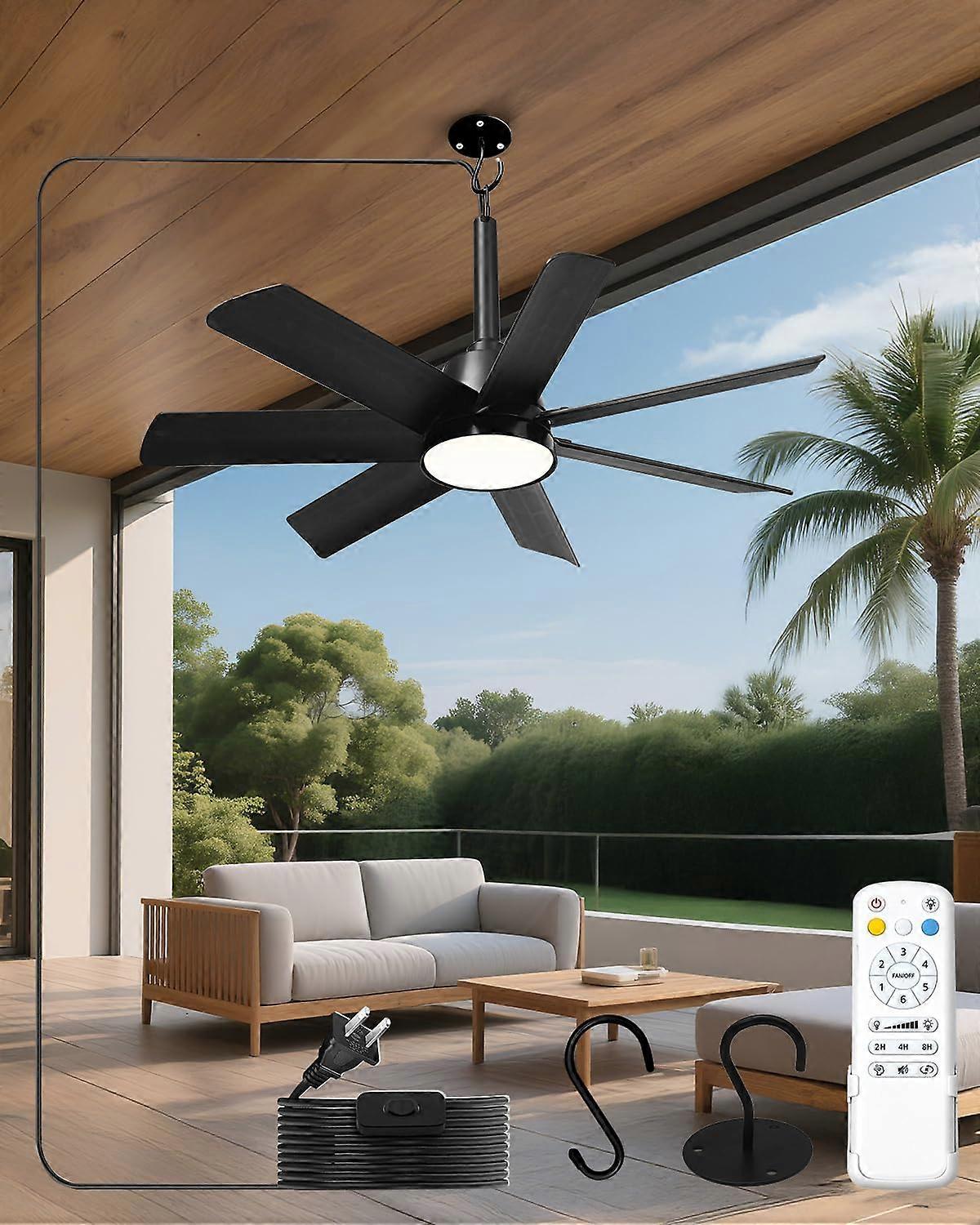 IP65 Waterproof Outdoor Ceiling Fan with Light and Remote, 28' LED, Adjustable Color Temperature for Gazebo Patio Porch