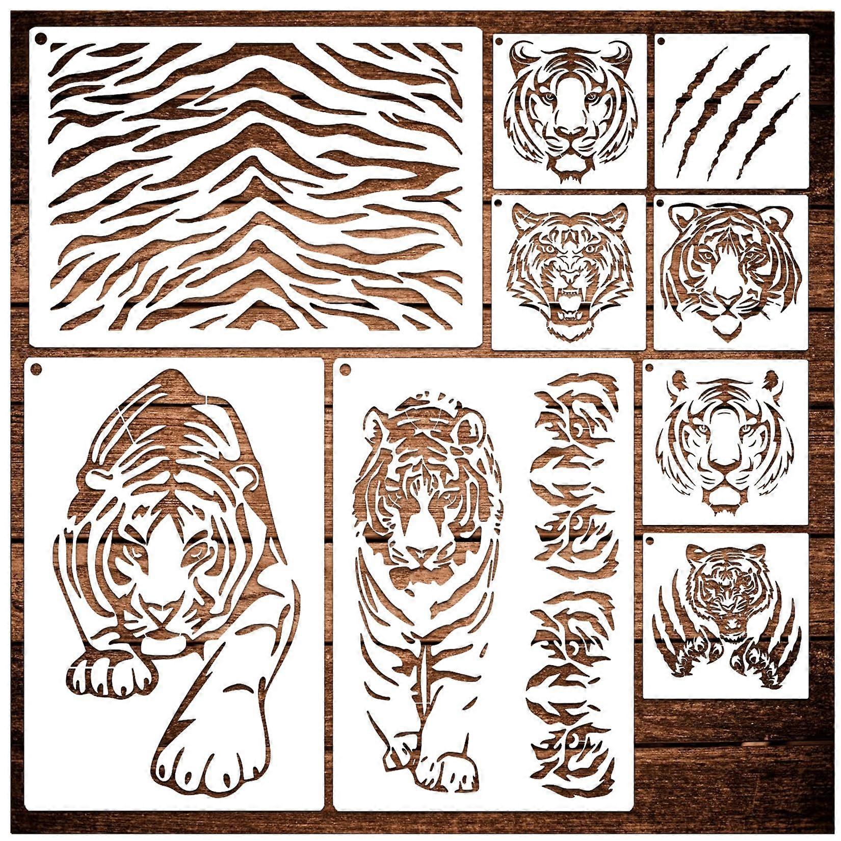 Tiger Stencils for Painting  Reusable Plastic Animal Print Templates with Multiple Pattern Designs
