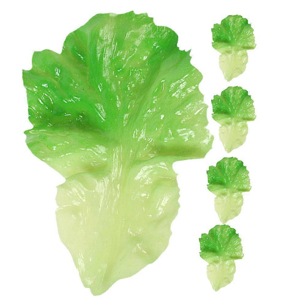 Fake Lettuce Leaf Artificial Vegetables for Decor 5Pcs Green Material
