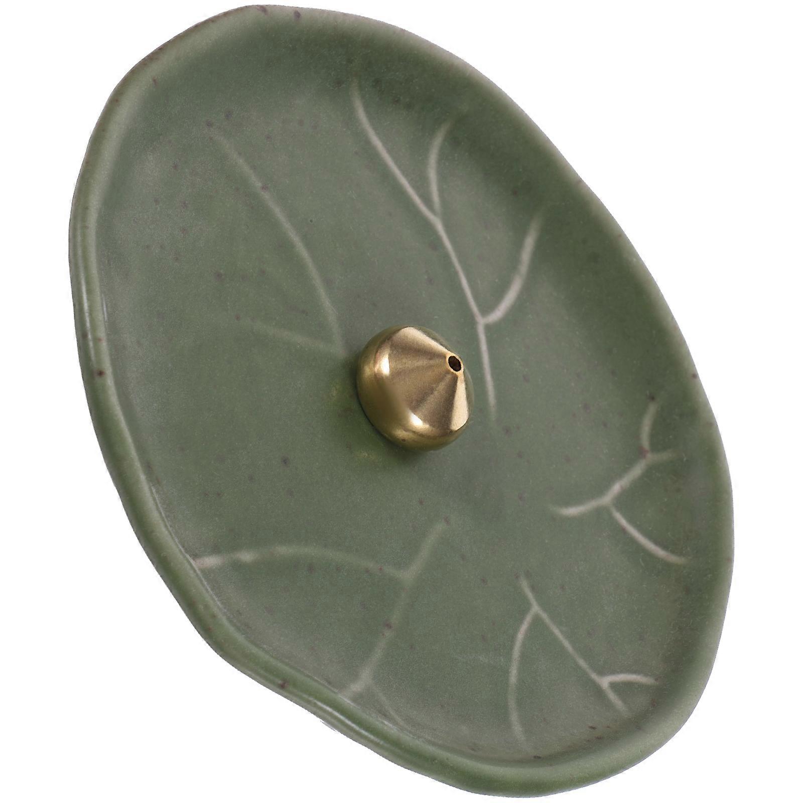 Lotus Leaf Ceramic Incense Burner for Home Decoration 1Set