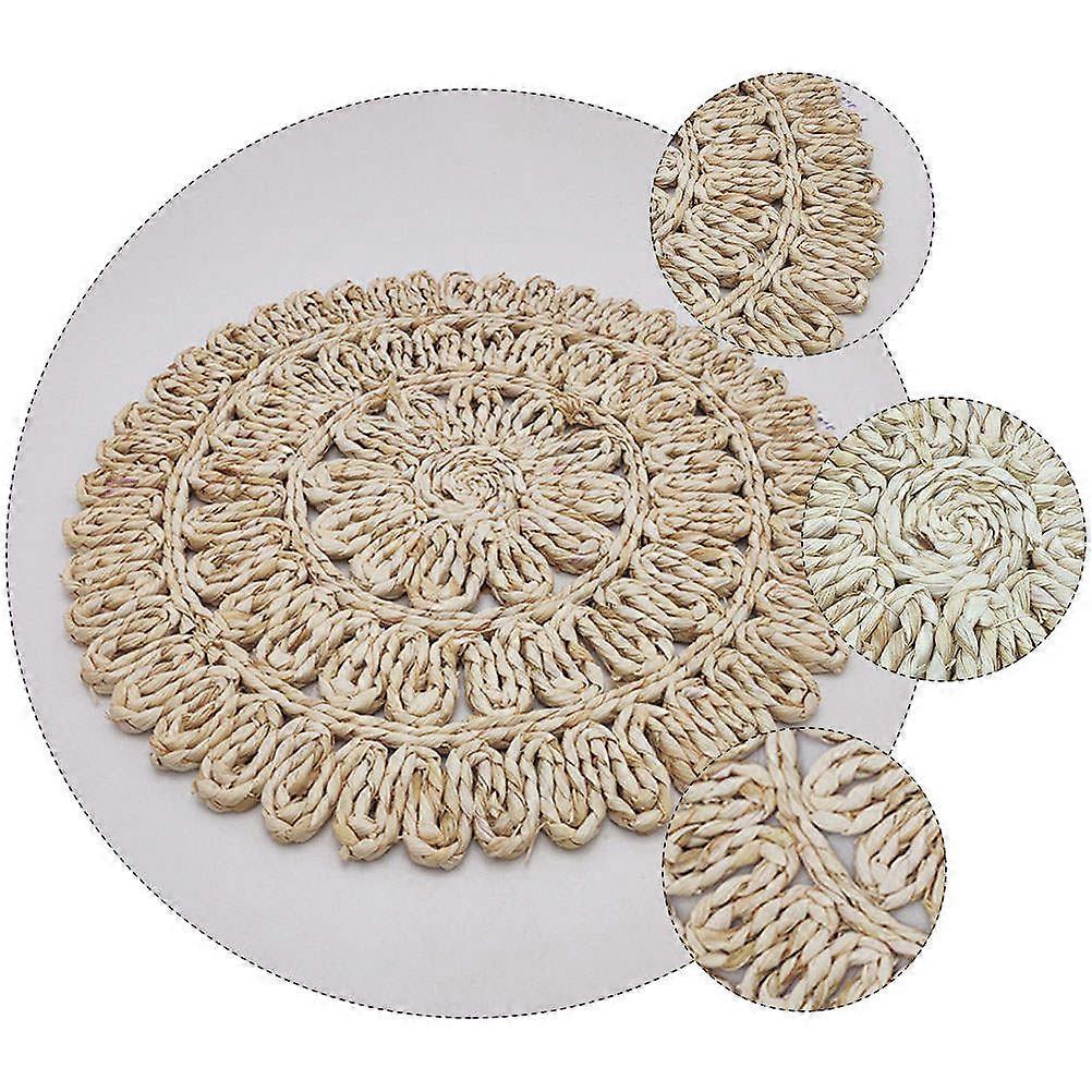 Beige Weave Placemat Corn Husk Heat Resistant Pad Coaster Mat