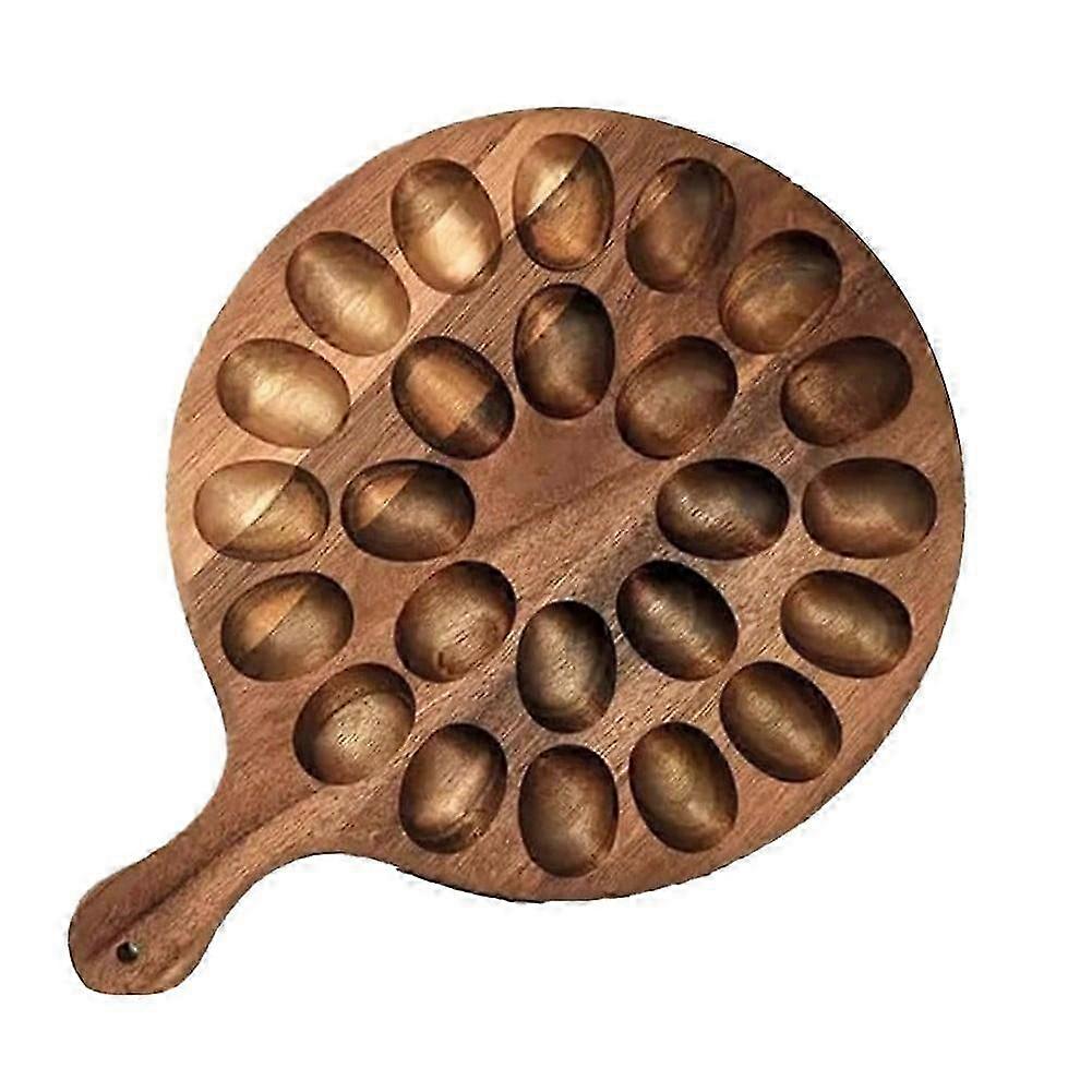 2025 Deviled Egg Platter, Wooden Deviled Egg Tray 24 Holes Round Egg Holder