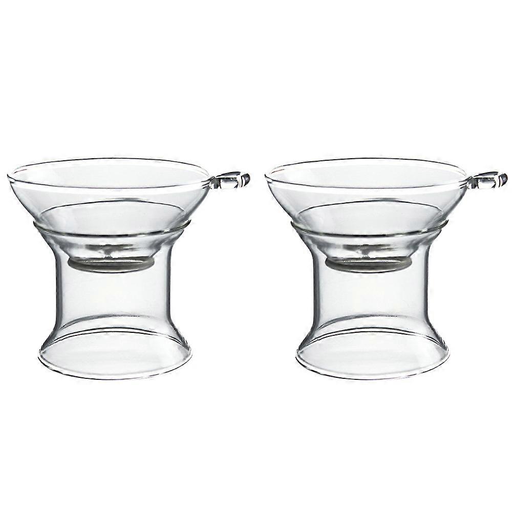Teapot Filter 2 Sets Glass Tea Strainer For Tea Time Round Design 8X8X7.6CM Practical Usage