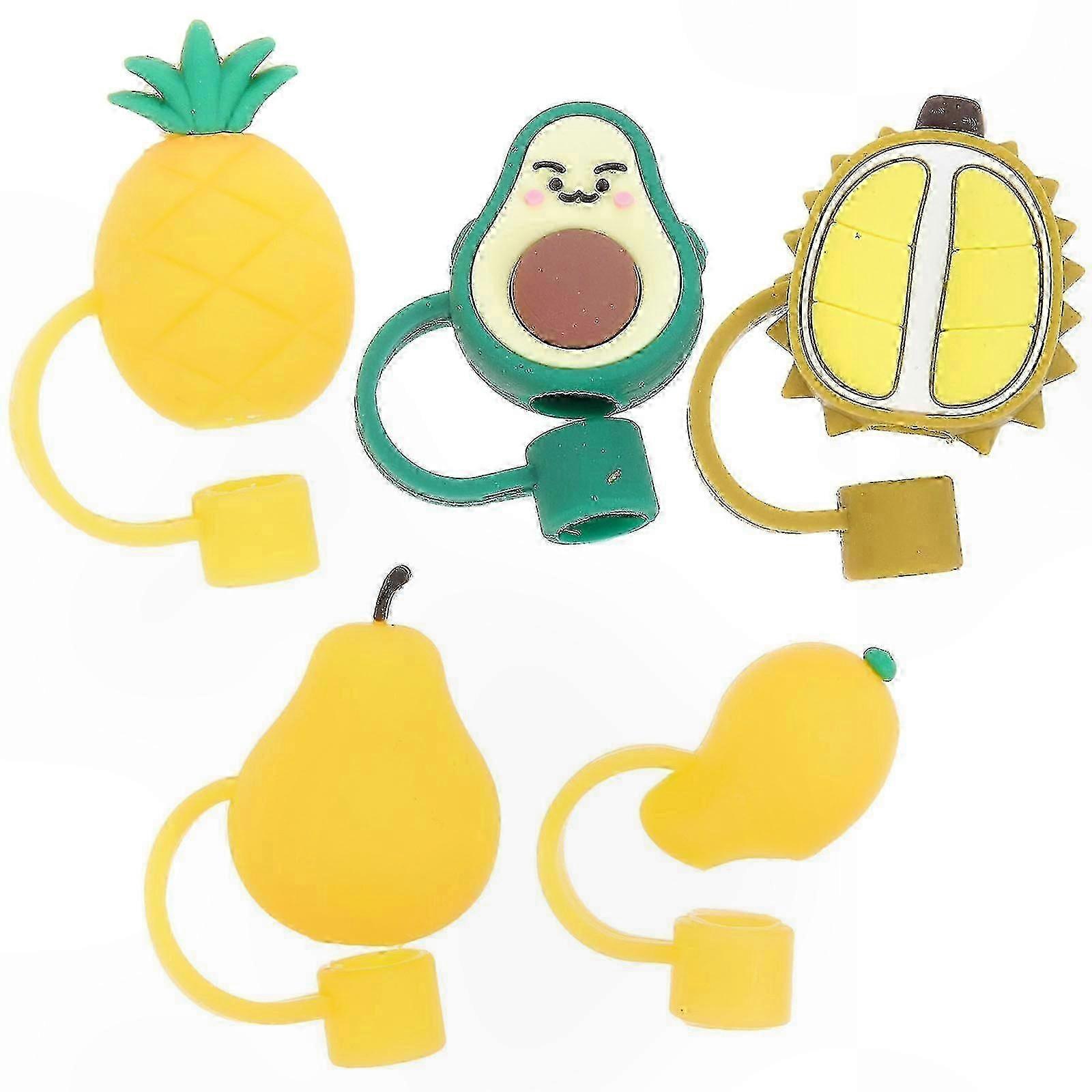 5-Pack Reusable Straw Protectors with Caps and Decorative Ends for Everyday Use