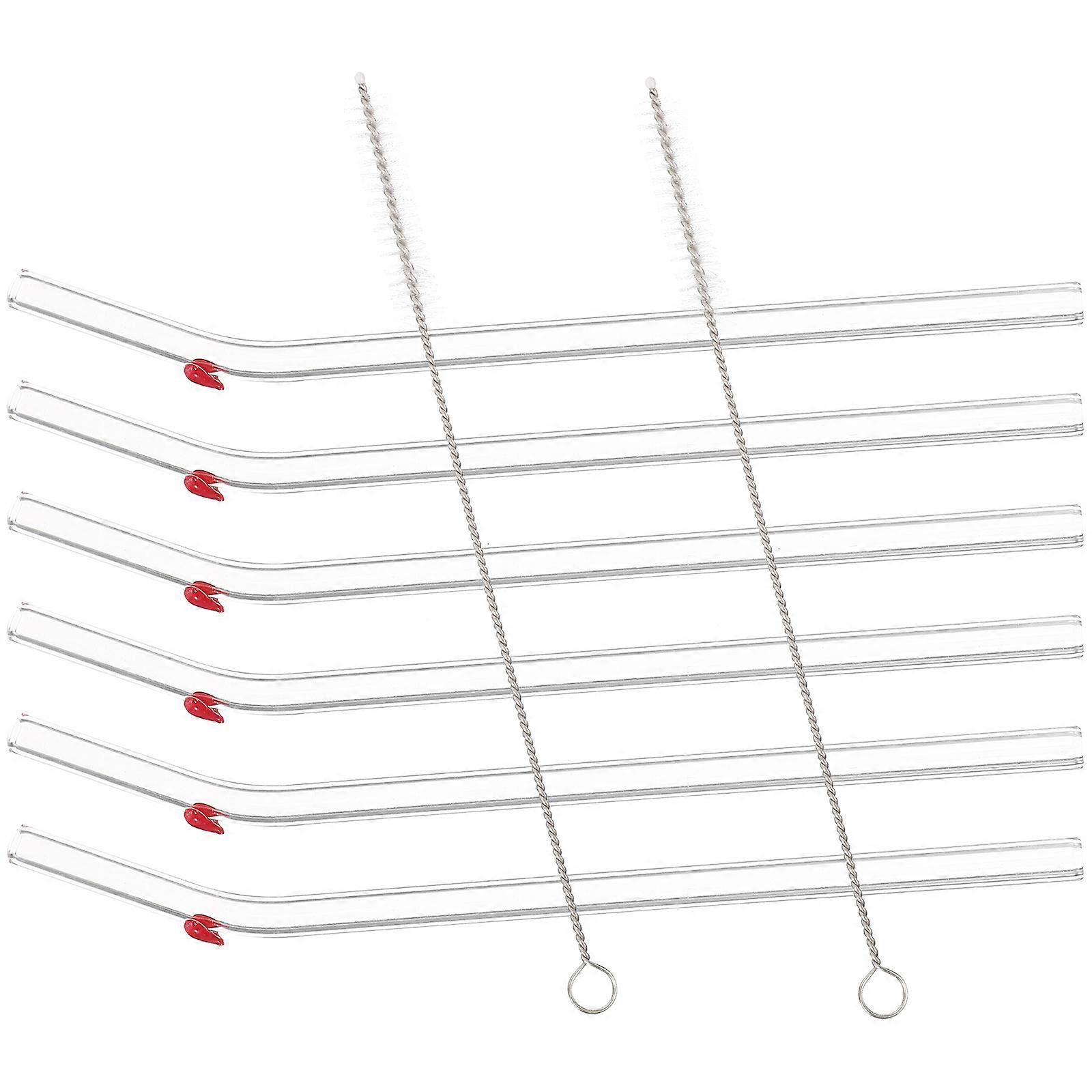 Reusable Glass Straw Set for Drinking 1Set Transparent with Cleaning Brushes