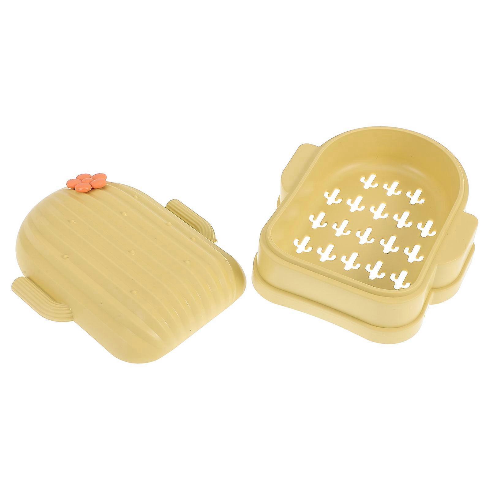 Plastic Cactus Soap Dish with Lid Stylish Soap Holder for Bathroom