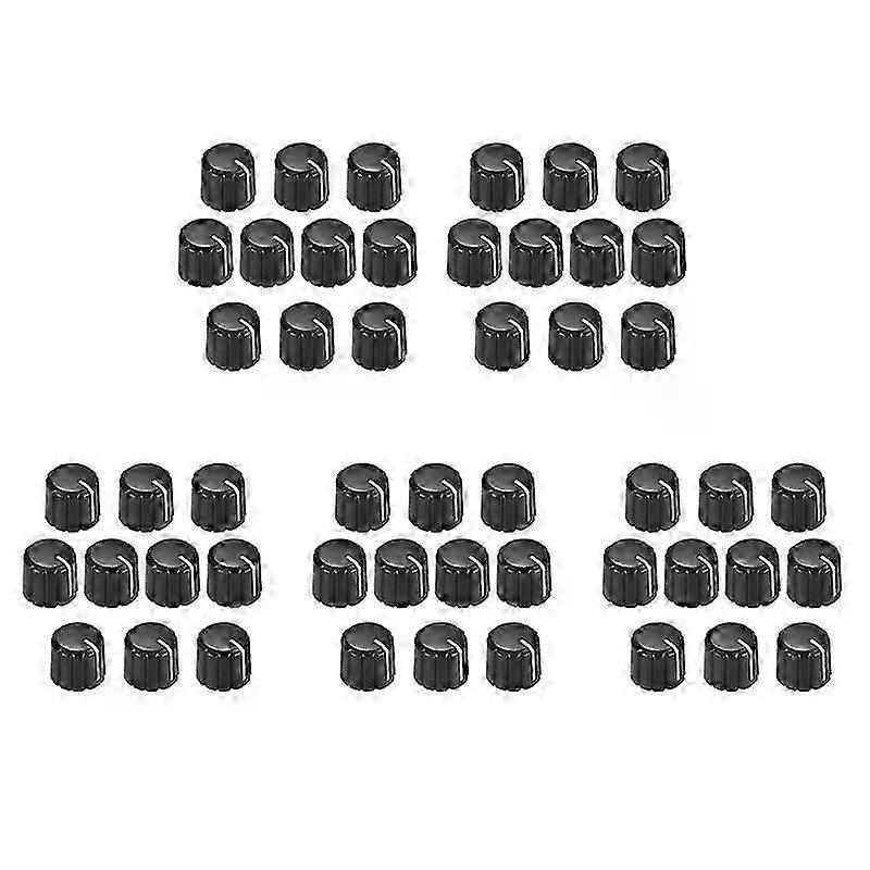 RTSHE-50Pcs Potentiometer Control Knobs For Electric Guitar Volume Tone Knobs Black D Type 6Mm
