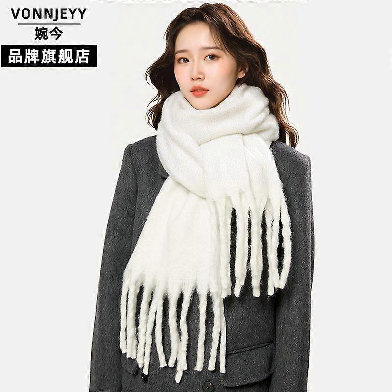 Solid color boucle yarn women's autumn and winter scarf