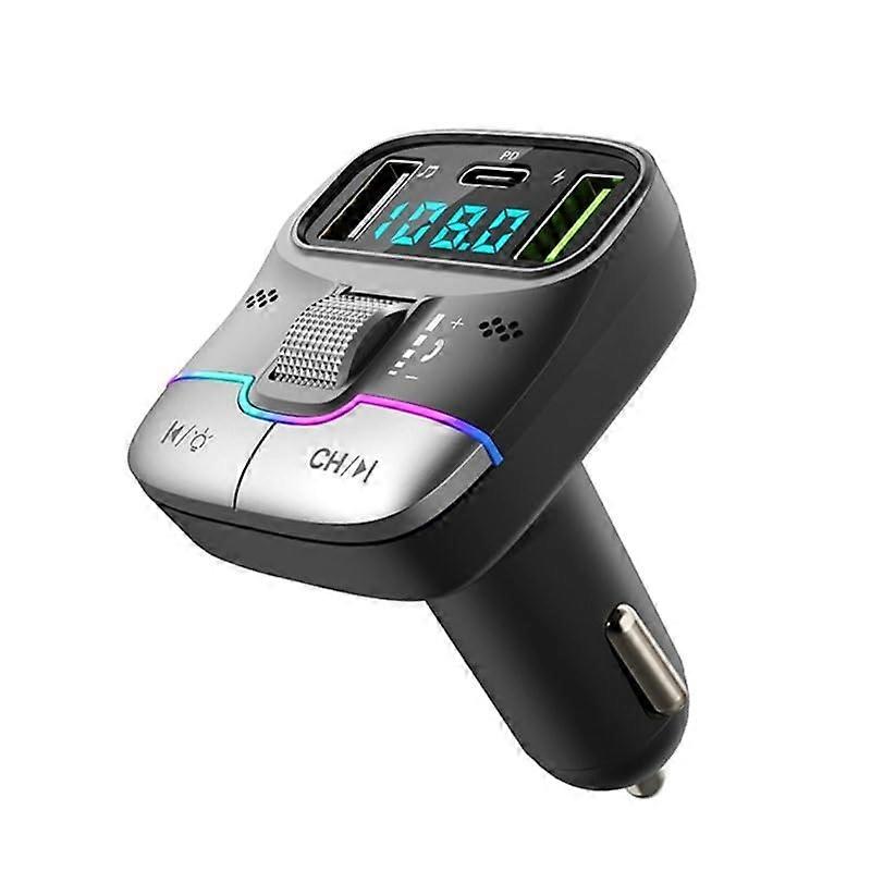 Bluetooth FM Transmitter Car Adapter PD 20W Fast Charging Bluetooth 5.0 Dual USB Hands Calling