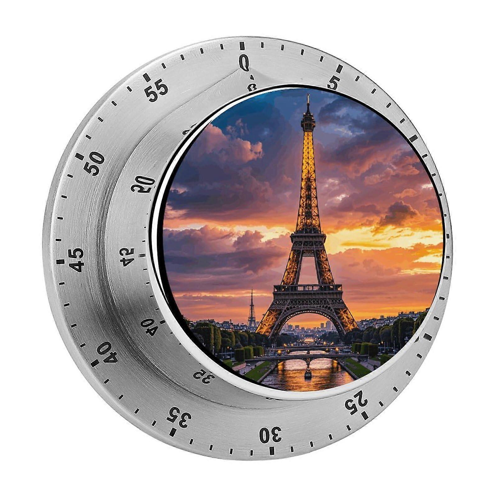 Kitchen Timer 60 Min Eiffel Tower Design with Loud Alarm, Magnetic Back, No Battery Needed