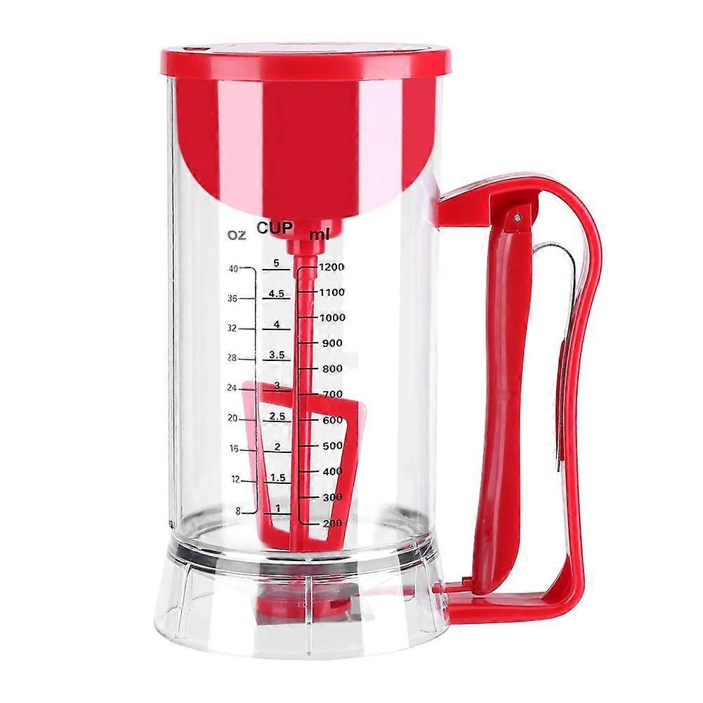 Batter Dispenser with Ergonomic Handle, Automatic Mixing, 1200ml Transparent Pancake Mixer