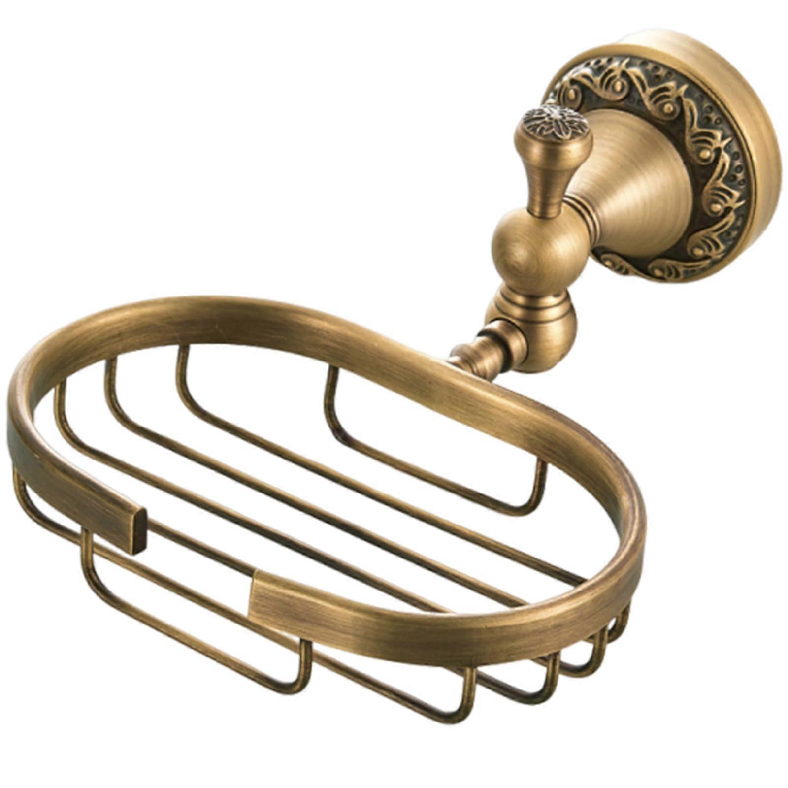 Wall Mounted Soap Dish Vintage Brass Rustproof Soap Holder with QuickDry Grid for Bathroom