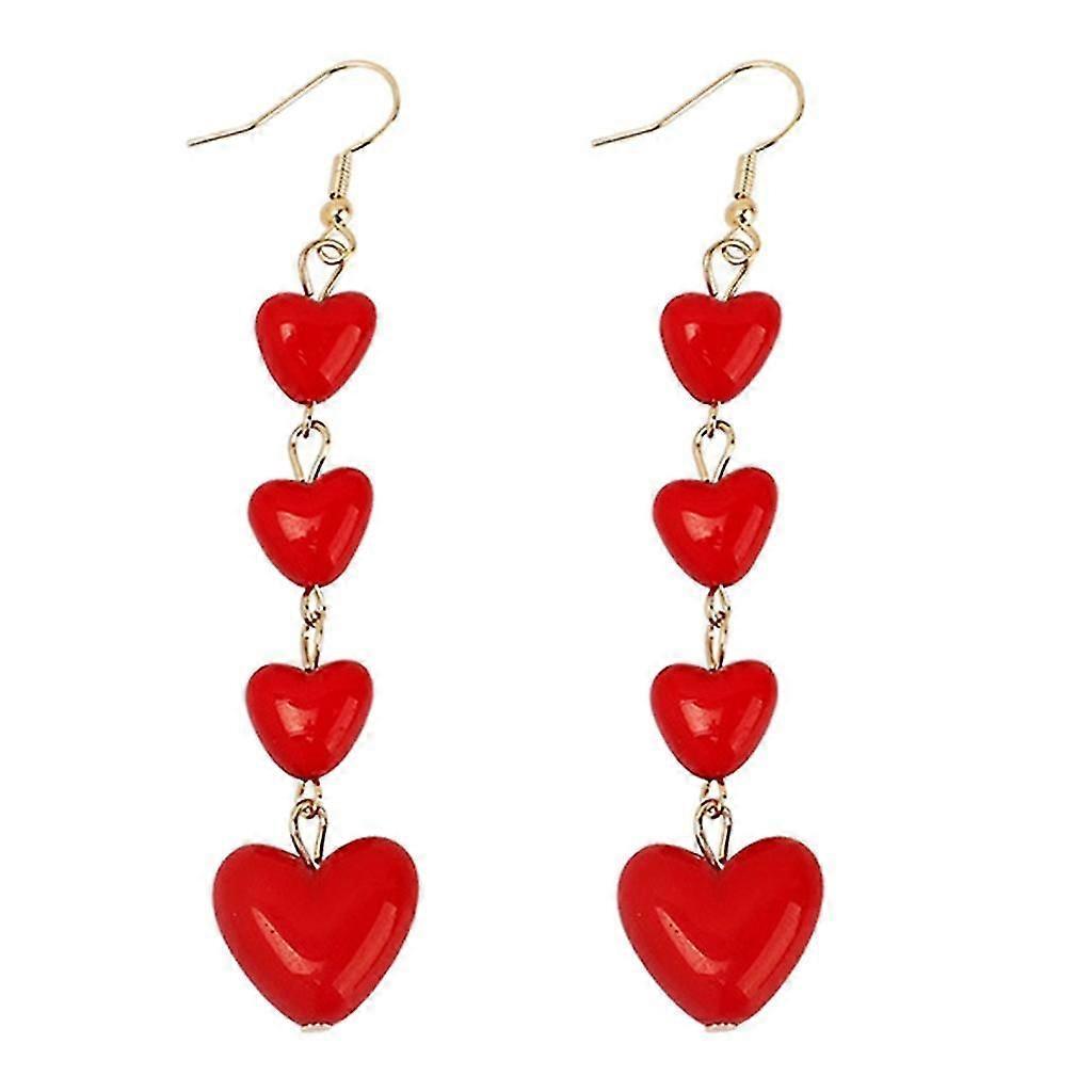 Pendientes de borla larga de corazón rojo Pendientes piercing de moda cómodos de usar