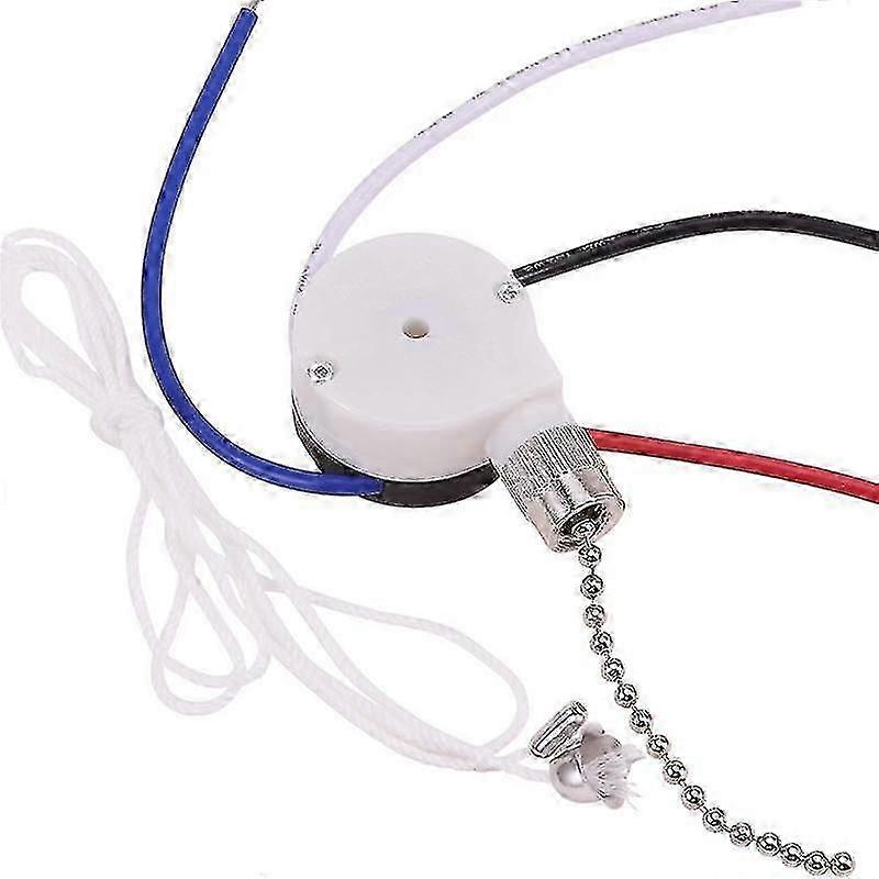 Ceiling Fan Switch Kit 3 Speed 4 Wire, Fan Switch Zipper Speed Control Switch, Ze-208s Pull Wire Sw