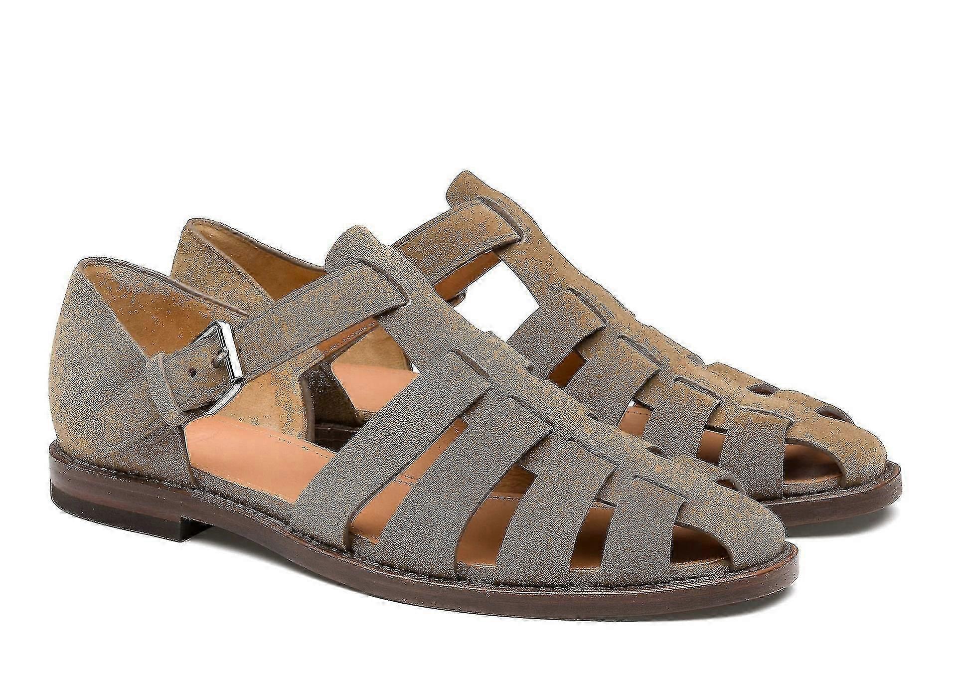 Italian Handmade Leather Sandal Men's Sport Sandals Closed Toe Outdoor