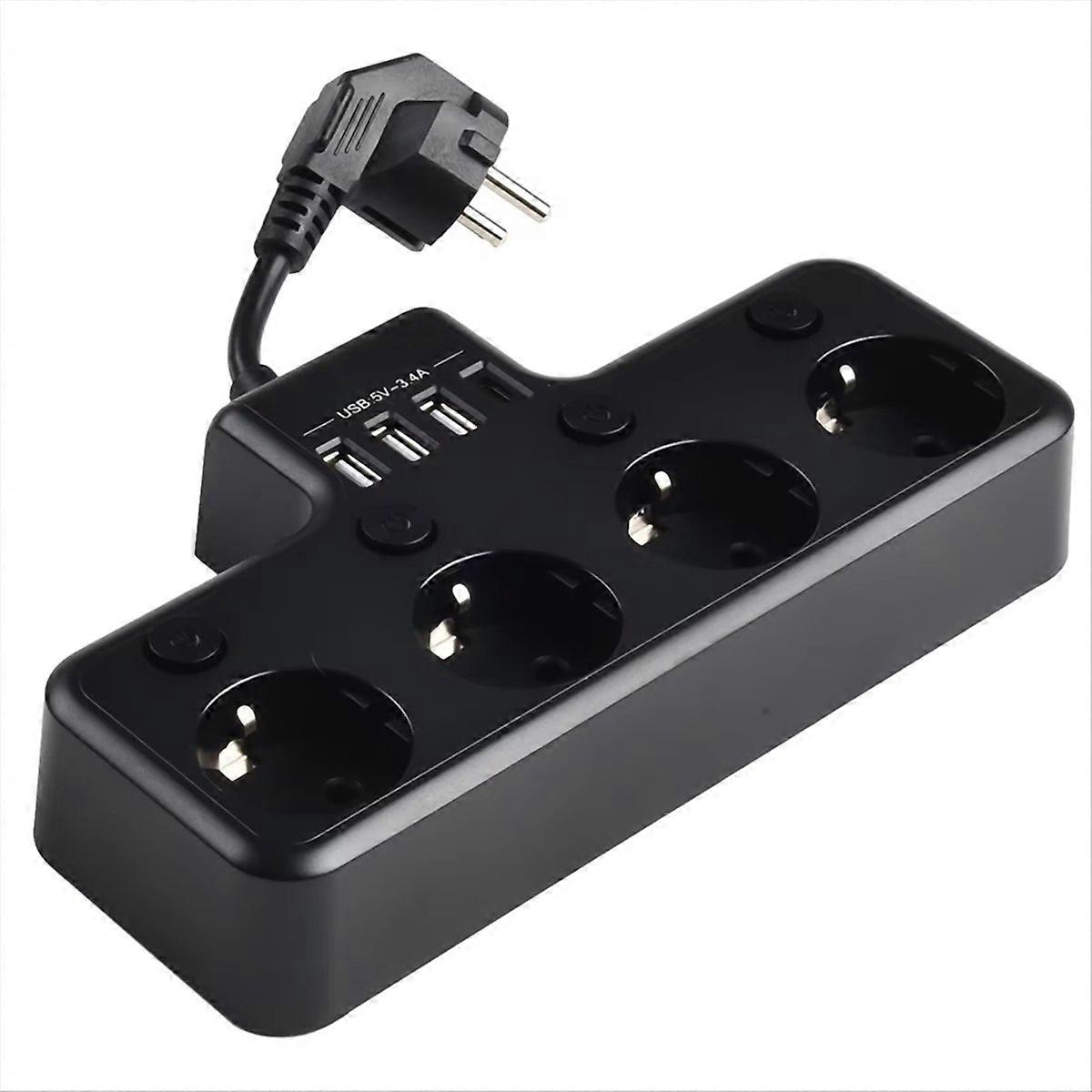16A 4000W 4-Way Power Strip Individually Switchable Multiple Interpolated with Multiple USB Ports Ca