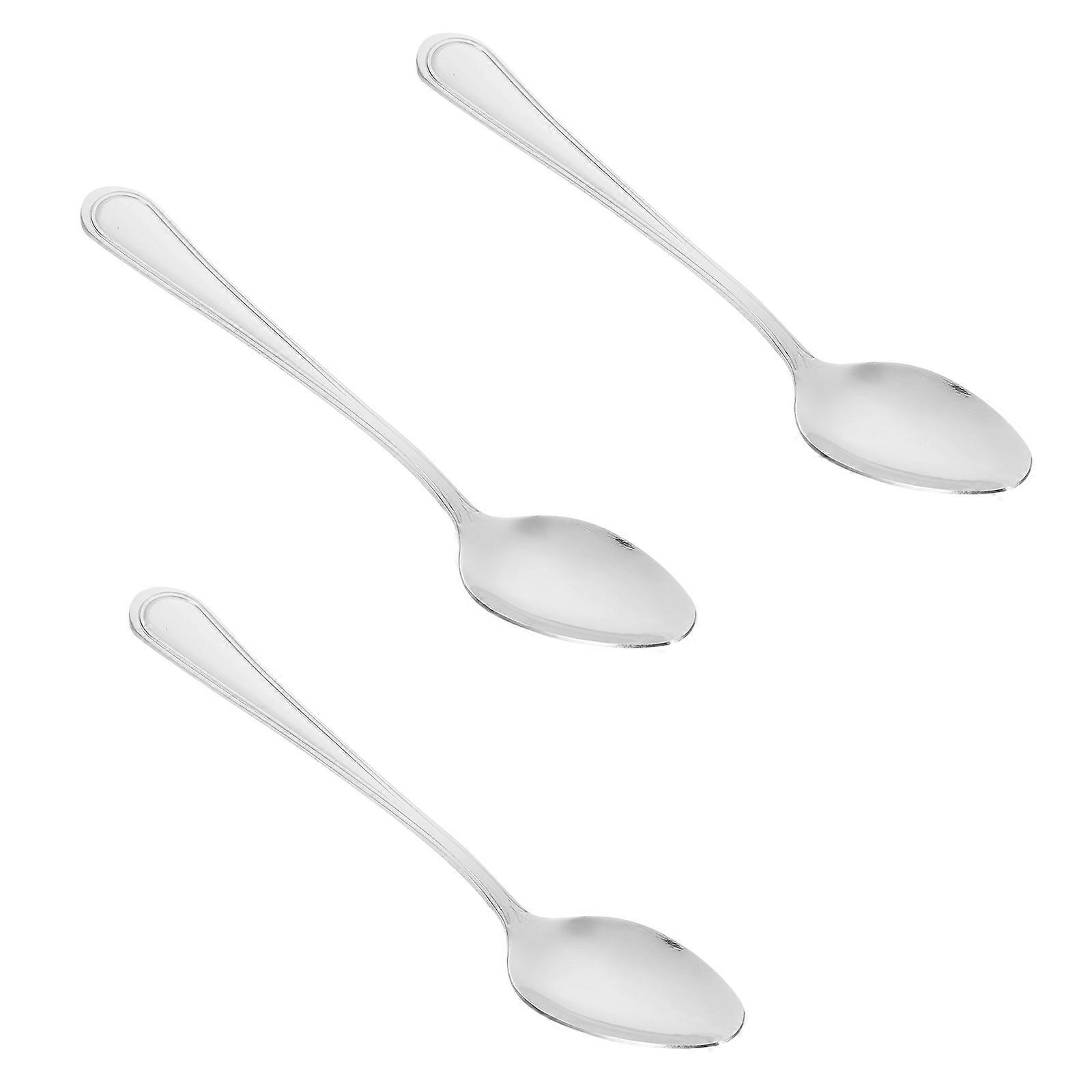 Silver Stainless Steel Tea Spoons Set for Kitchen Use 3Pcs Stirring Spoons