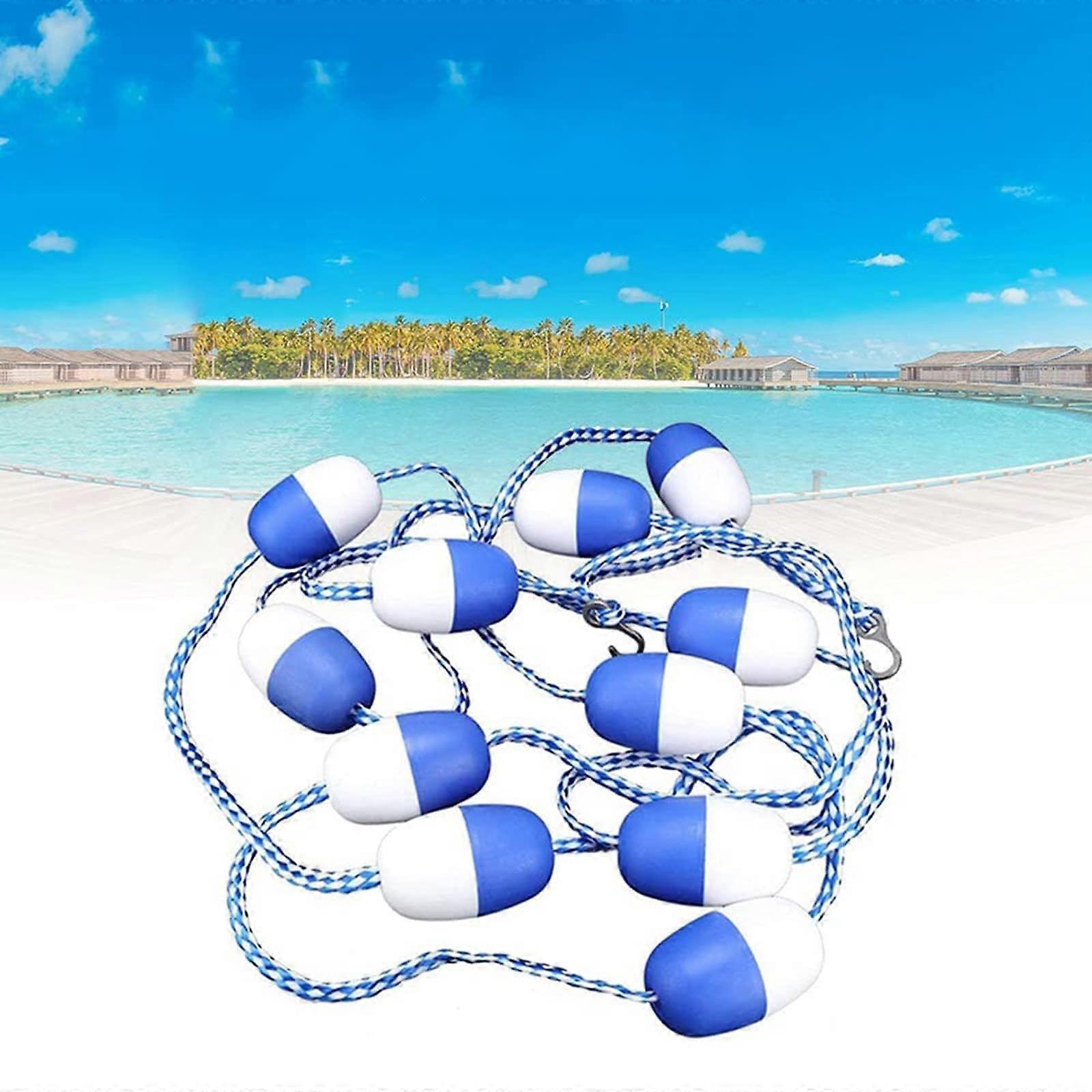Pool Safety Rope with RustResistant Hooks, Blue White Swimming Pool Divider for Depth Separation