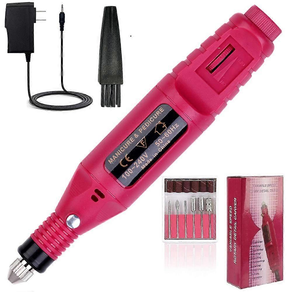 Electric Nail Drill for Acrylic Nails with Variable Speed, Low Noise, MultiBits Kit, Red