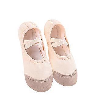 Chaussons de ballet pour enfants avec semelle en cuir fendu, chaussures de danse plates et souples compatibles avec le ballet, la gymnastique et le yoga – Kaki, taille 36