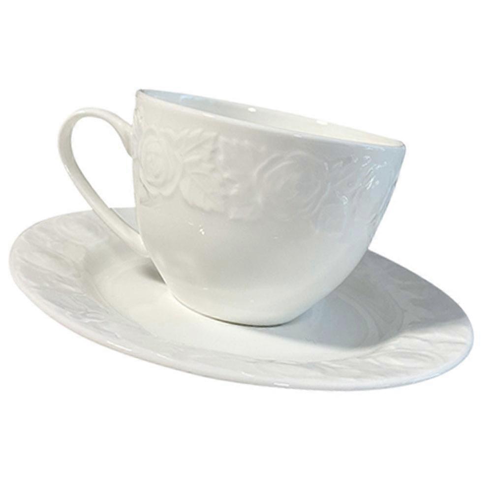 Ceramic Coffee Cup with Floating Relief for Storage Use 1Set