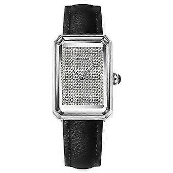 MOKAGO Women's Square Diamond Watch - Elegant Black Leather Strap - Stylish Fashion Timepiece