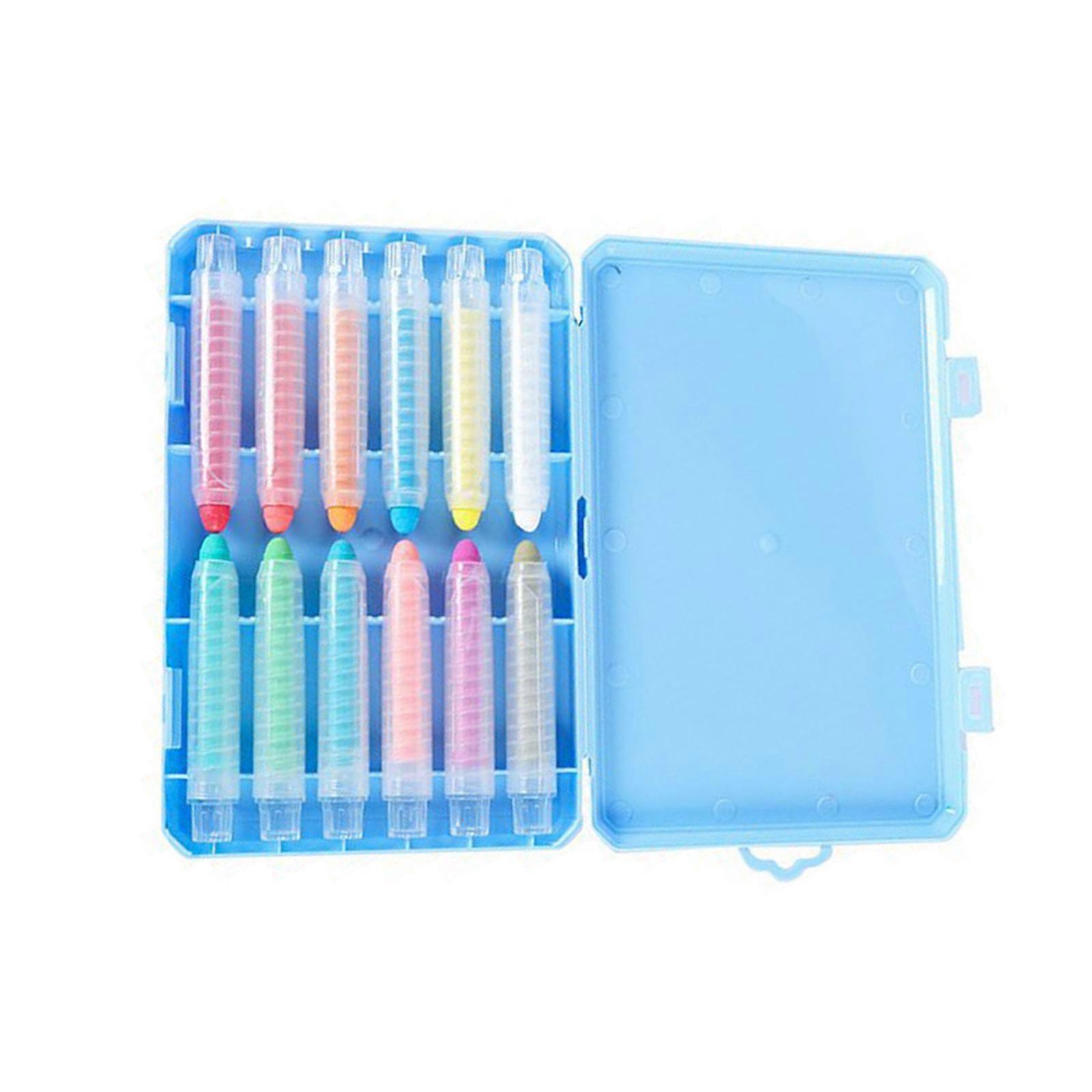 Pack de craies éducatives anti-poussière, colorées et faciles à nettoyer, lavables, pour les présentations scolaires, boîte bleue, 12 pièces
