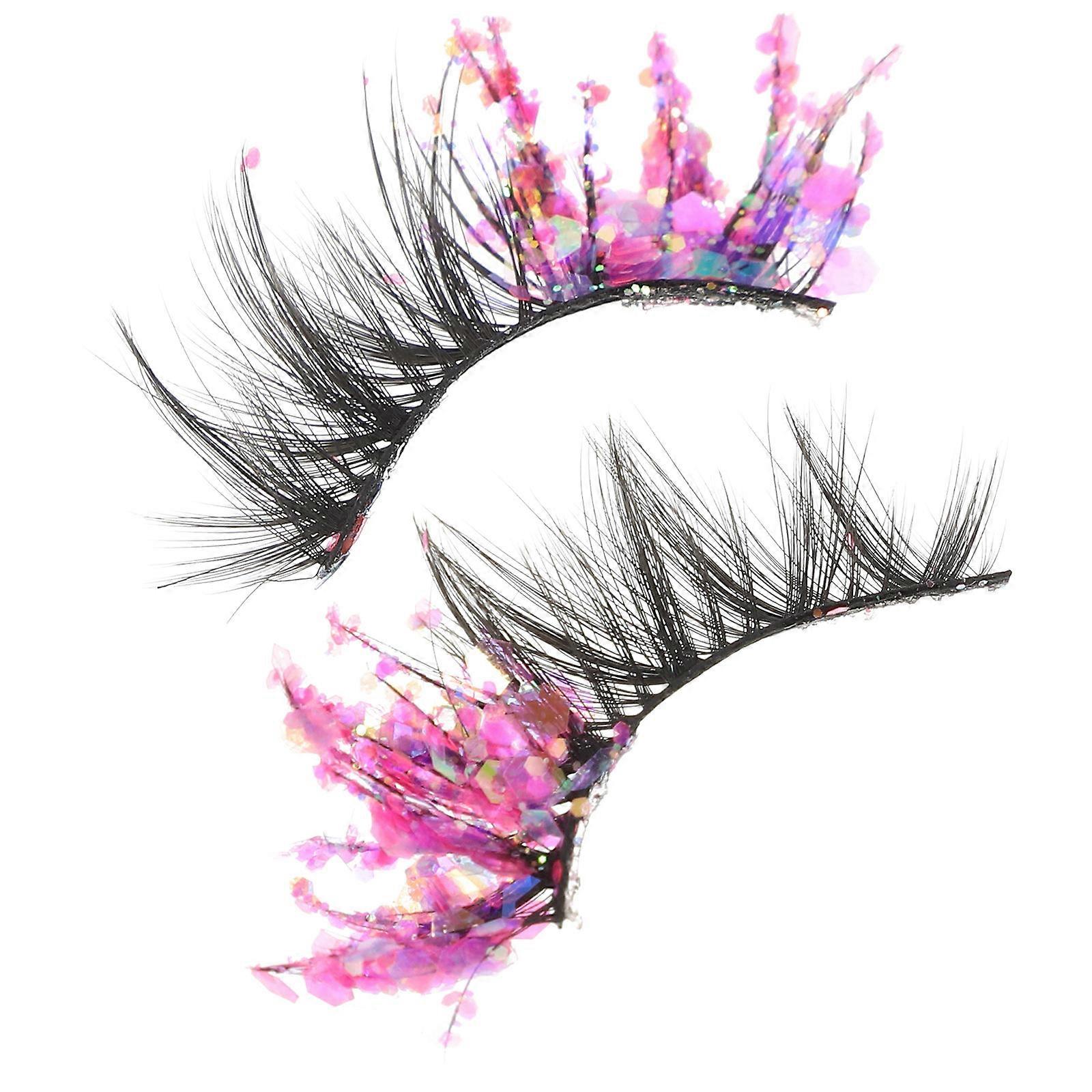 2pcs  False Eyelashes Performance Lashes Luminous  Eyelashes Decorative Eyelashes