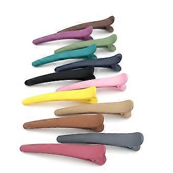12 Pcs Pinces à cheveux pour le coiffage, clips de coiffure antidérapants colorés en plastique Duckbill Alligator Barrettes Rayures pins avec dents de canard Accessoires de cheveux Fo