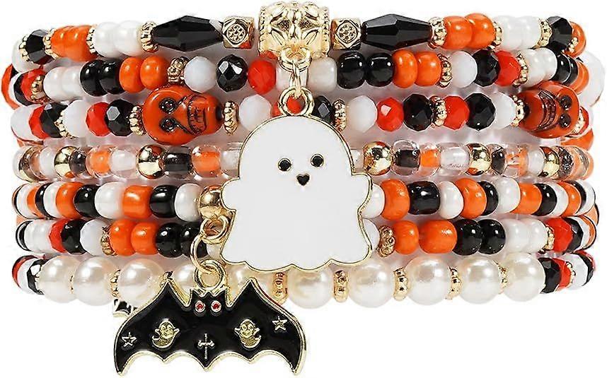 set of 1 Halloween Bracelets Stackable  Beaded Stretch Bracelets