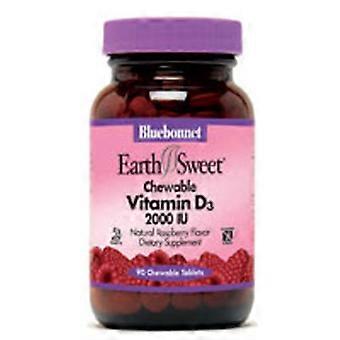 Bluebonnet Nutrition Earthsweet Chewable Vitamin D3 ,2000 IU ,Raspberry Flavor 90Tab (Pack of 1)