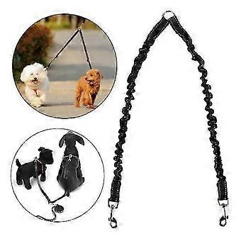 double dog harness duplex led 2 way pet dogs walking safety leash Black