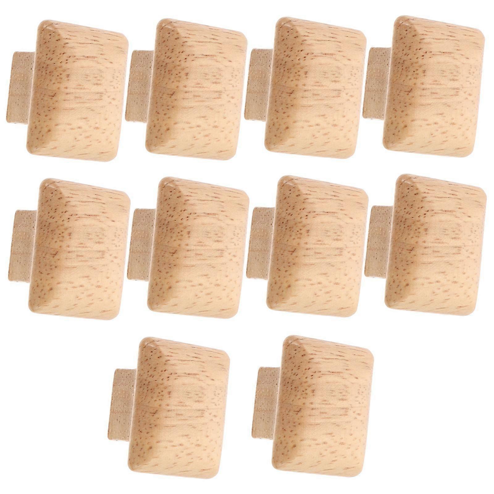10pcs Solid Wood Knobs Wooden Drawer Handles Square Door Knobs for Home
