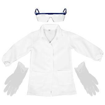 1 Conjunto Crianças Doutor Cientista Casaco Óculos Luvas Acessórios Fantasia para Meninos Meninas