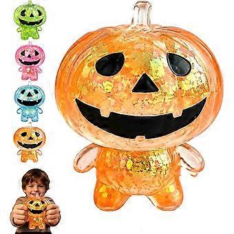 Halloweenpumpa långsamt stigande stresslindrande leksak, söt mjuk TPR-klämleksak för fest och skrivbordsdekoration