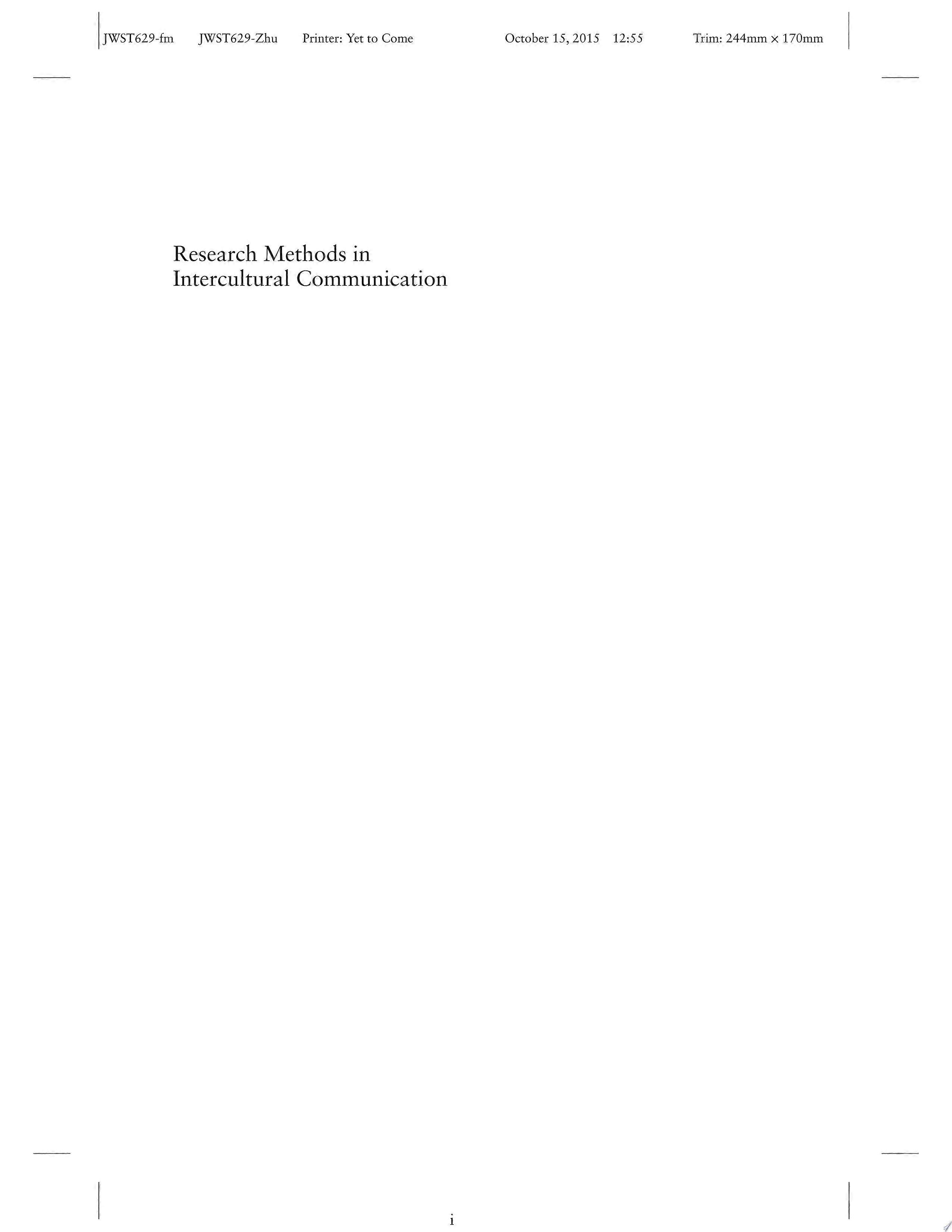 Research methods in intercultural communication a practical guide